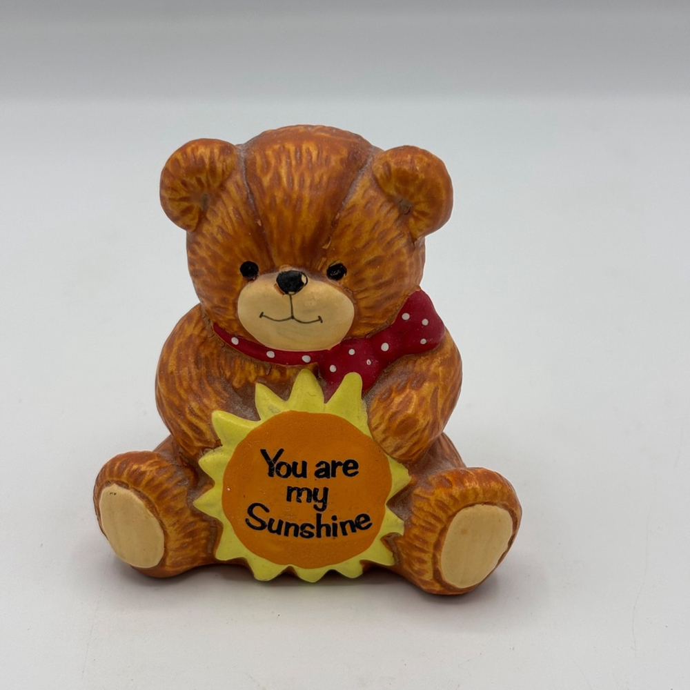 Vintage 1985 Lucy & Me Bear Figurine You Are My Sunshine Lucy Rigg Korea 3 Inch